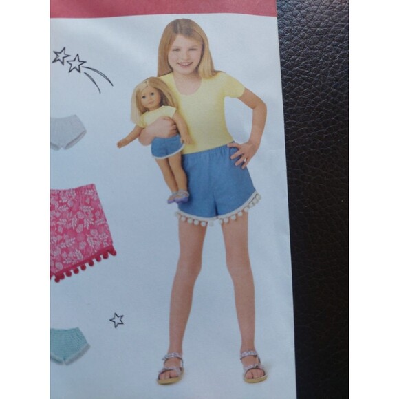 Simplicity American Girl Pattern 8401 18" Doll and Girl's Shorts Learn to Sew - Picture 6 of 11